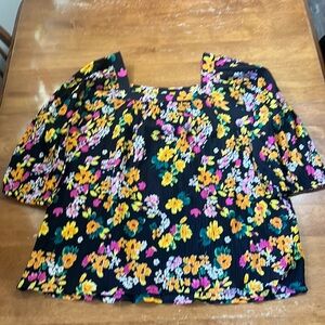 Chaps Square Neck Floral 3/4 Sleeved Top
